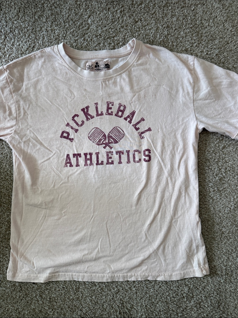 C&C California Women’s Pickleball Athletics Tee - Pale Pink with Graphic Small